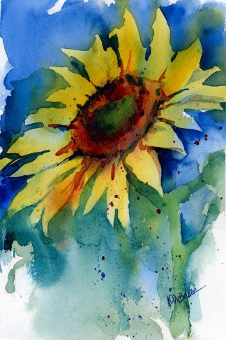 Watercolor Painting - Sunflower Out of the Blue